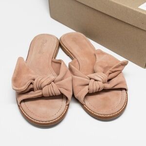 Madewell Naida Half-Bow Sandal Blush Pink Suede Leather Size 6.5